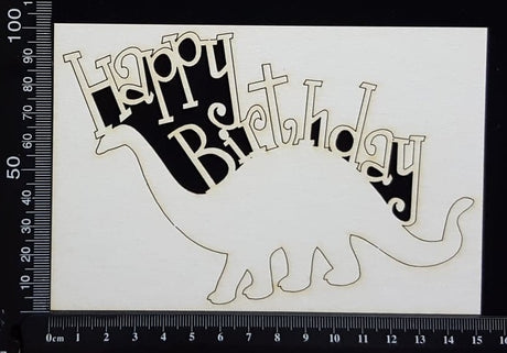 Happy Birthday Dinosaur - White Chipboard