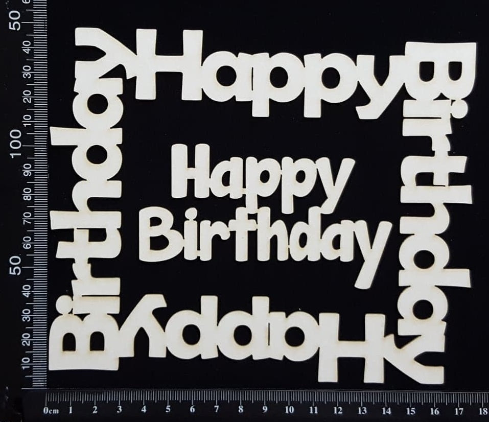 Happy Birthday Frame Set - B - White Chipboard