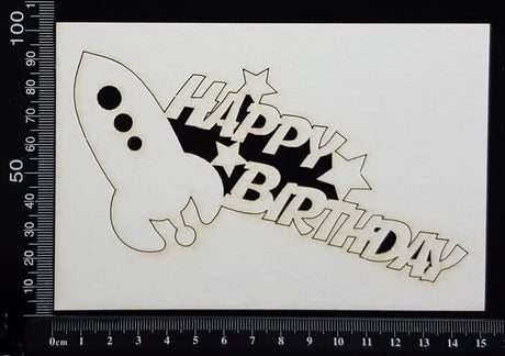 Happy Birthday Rocket Ship - A - White Chipboard
