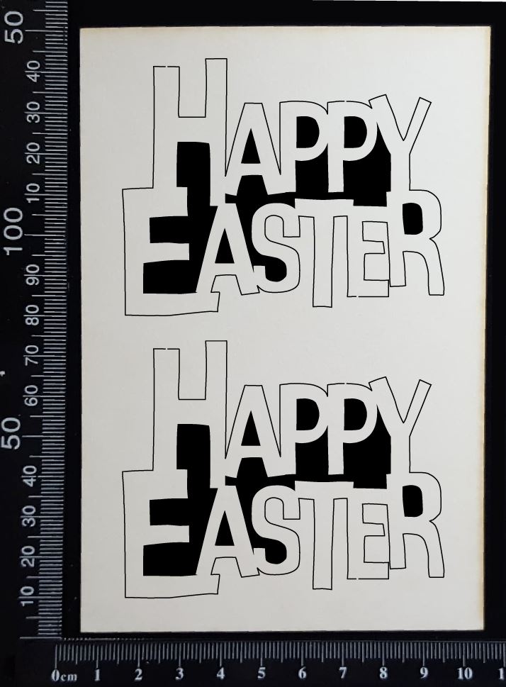 Happy Easter - C - Set of 2 - Small - White Chipboard