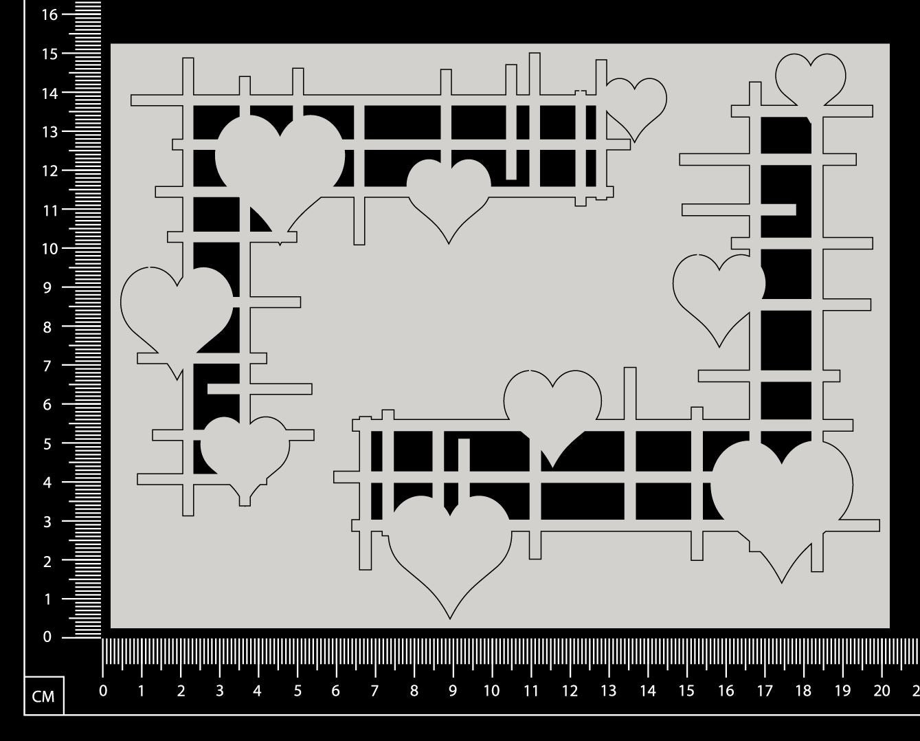Heart Grid Mesh Corners Set - C - White Chipboard