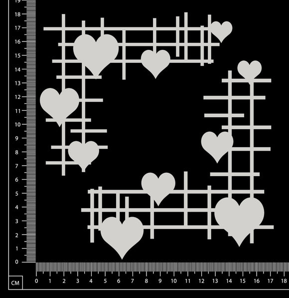 Heart Grid Mesh Corners Set - C - White Chipboard