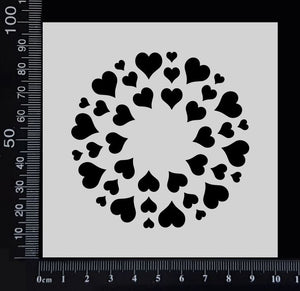 Hearts Mandala - Stencil - 100mm x 100mm