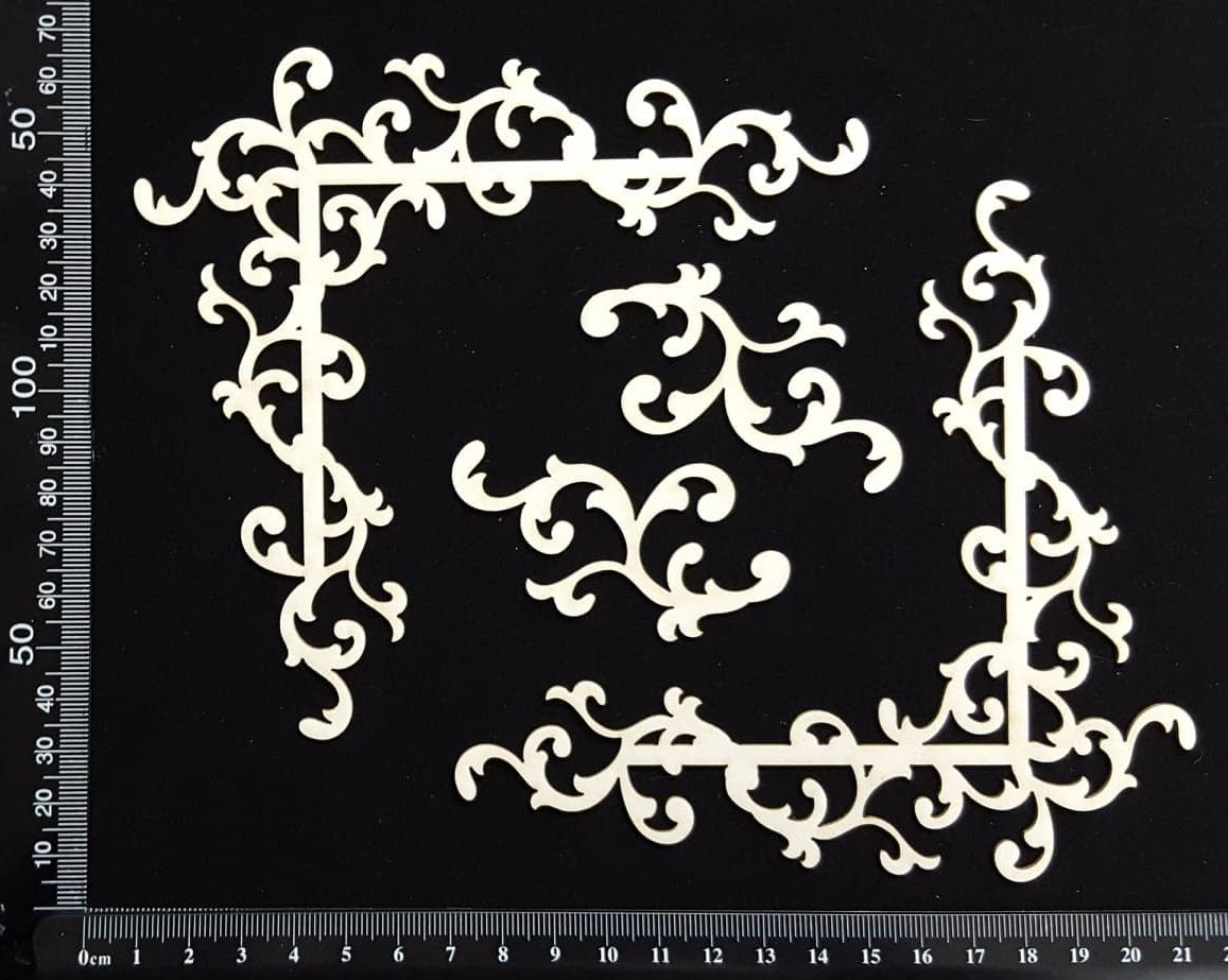 Heather Corners and Flourish Set - White Chipboard