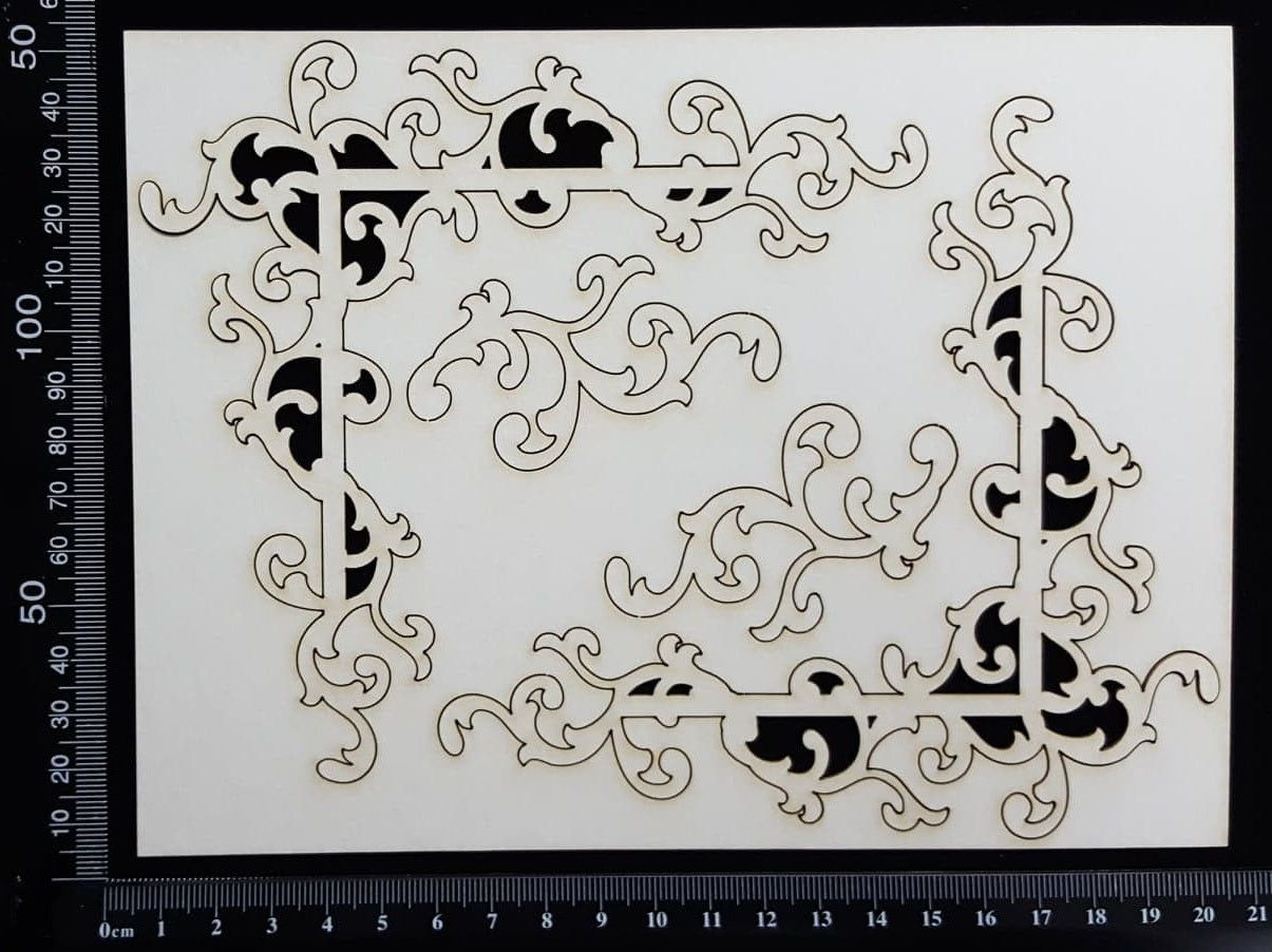 Heather Corners and Flourish Set - White Chipboard