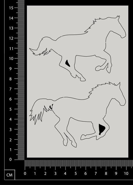 Horse Set - B - White Chipboard