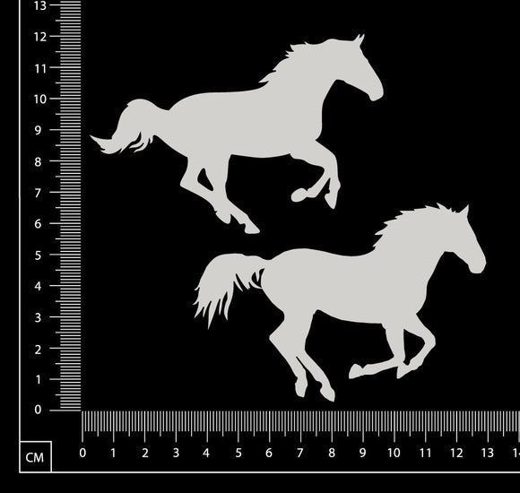 Horse Set - B - White Chipboard