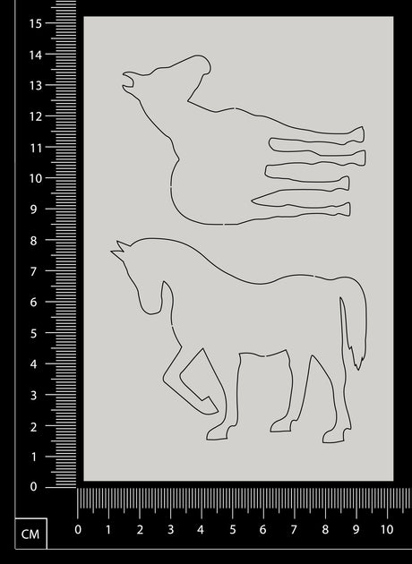 Horse Set - C - White Chipboard