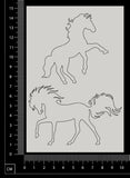 Horse Set - D - White Chipboard
