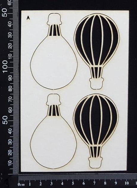 Hot Air Balloon Set - A - Small - White Chipboard