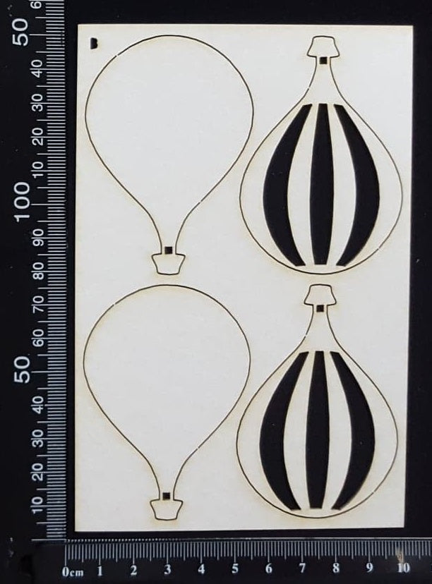 Hot Air Balloon Set - B - Small - White Chipboard