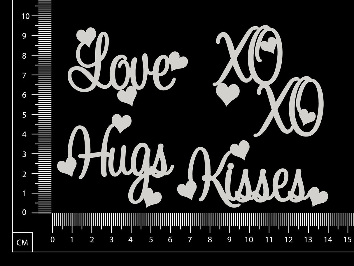 Hugs and Kisses Word Set - White Chipboard