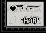 I Love Sharks Set - White Chipboard