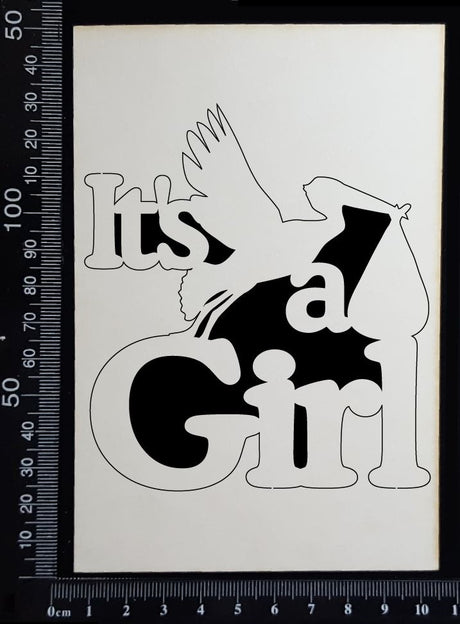 It's a Girl - AA - Large - White Chipboard