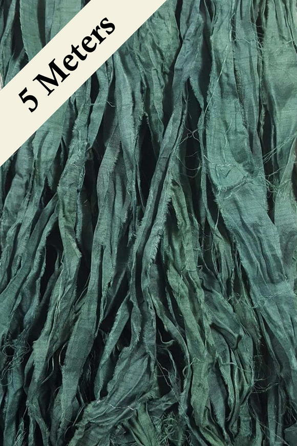 Reclaimed Sari Silk Ribbon - Juniper - 5m Pack