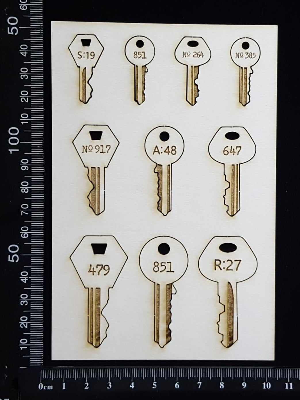 Laser Engraved Keys Set - G - White Chipboard