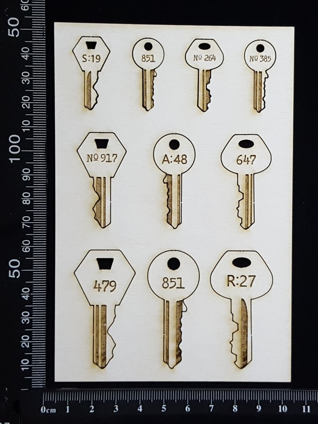 Laser Engraved Keys Set - G - White Chipboard