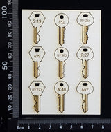 Laser Engraved Keys Set - F - White Chipboard