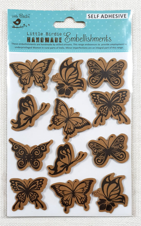 Kraft Printed Butterflies 12Pc - (LB-1008)