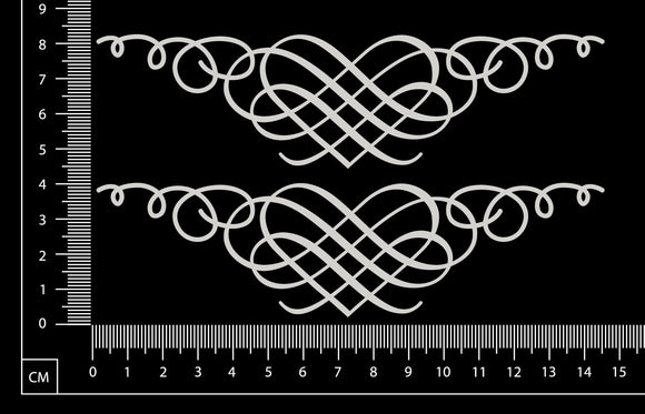 Lace Heart Border Set - B - Small - White Chipboard
