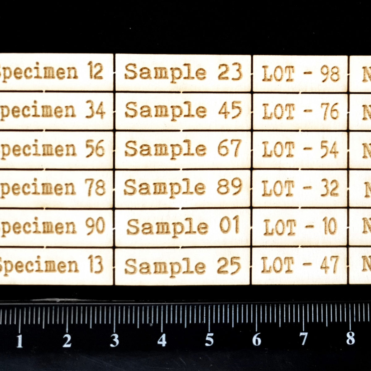 Laser Engraved Specimen Sample Lot & Number Labels - White Chipboard ...