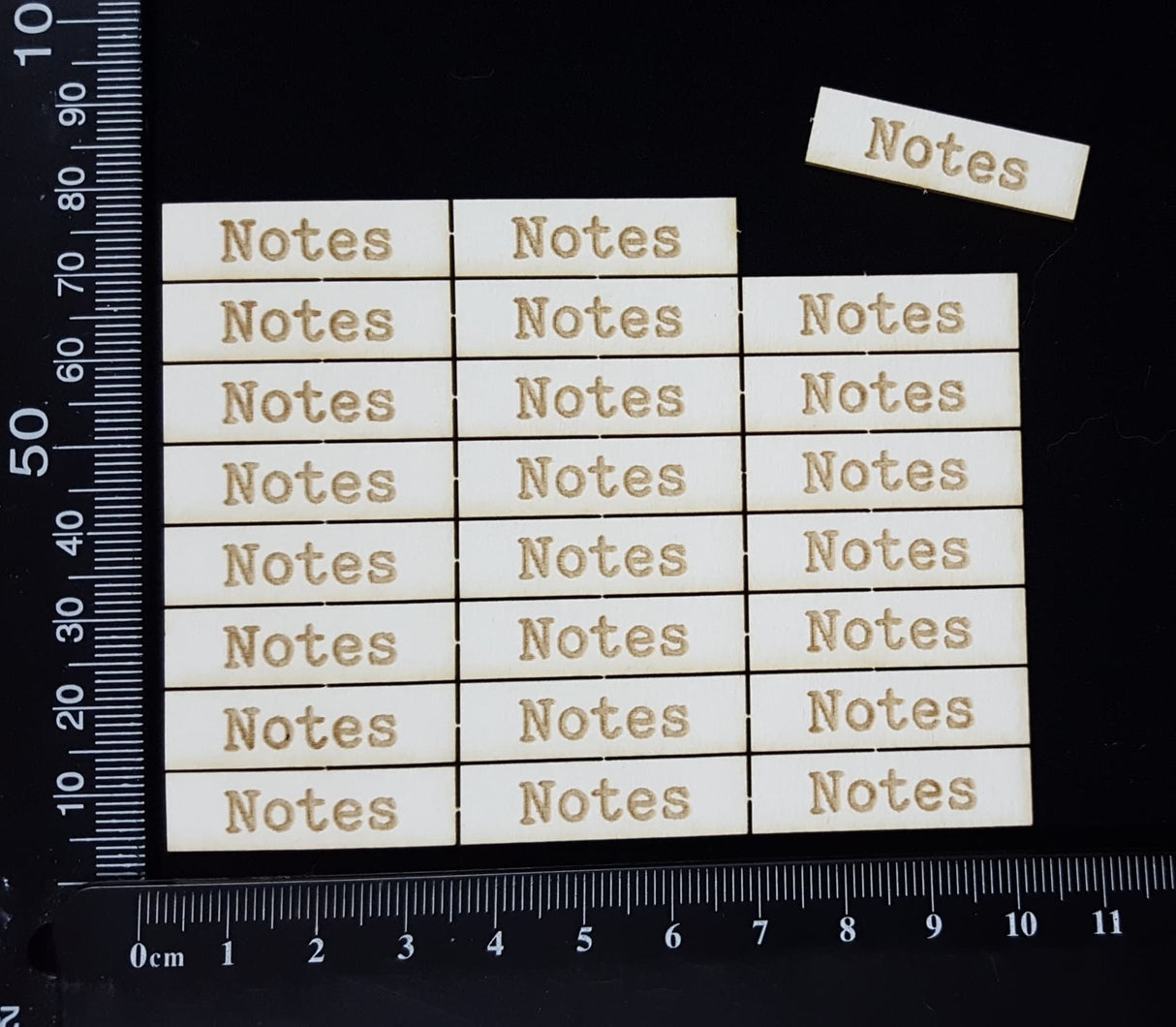 Laser Engraved Word Plates - Notes - Small - Set of 24 - White Chipboard