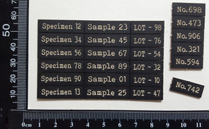 Laser Engraved Specimen Sample Lot & Number Labels