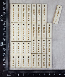Laser Engraved Word Charms - White Chipboard