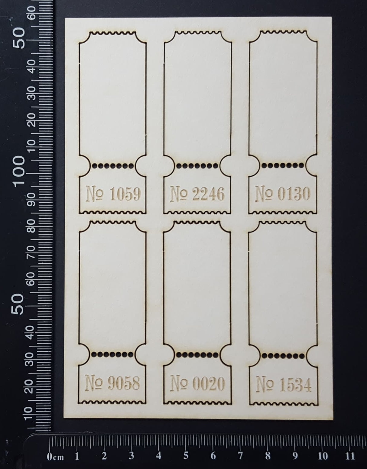 Laser Engraved Tickets - White Chipboard