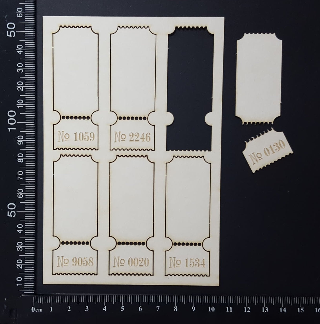 Laser Engraved Tickets - White Chipboard