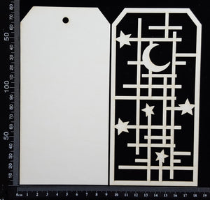Layered Tag - Celestial Mesh - Large - A - White Chipboard