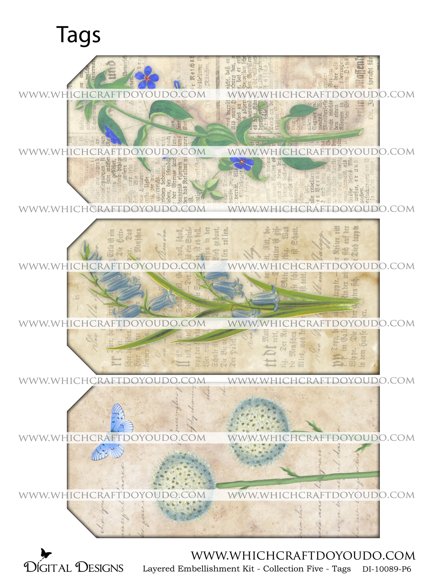 Layered Embellishment Kit - Collection Five - Tags - DI-10089 - Digital Download