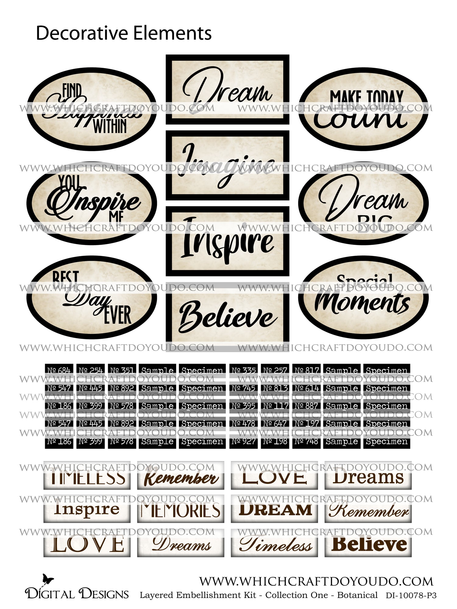 Layered Embellishment Kit - Collection One - Botanical - DI-10078 - Digital Download