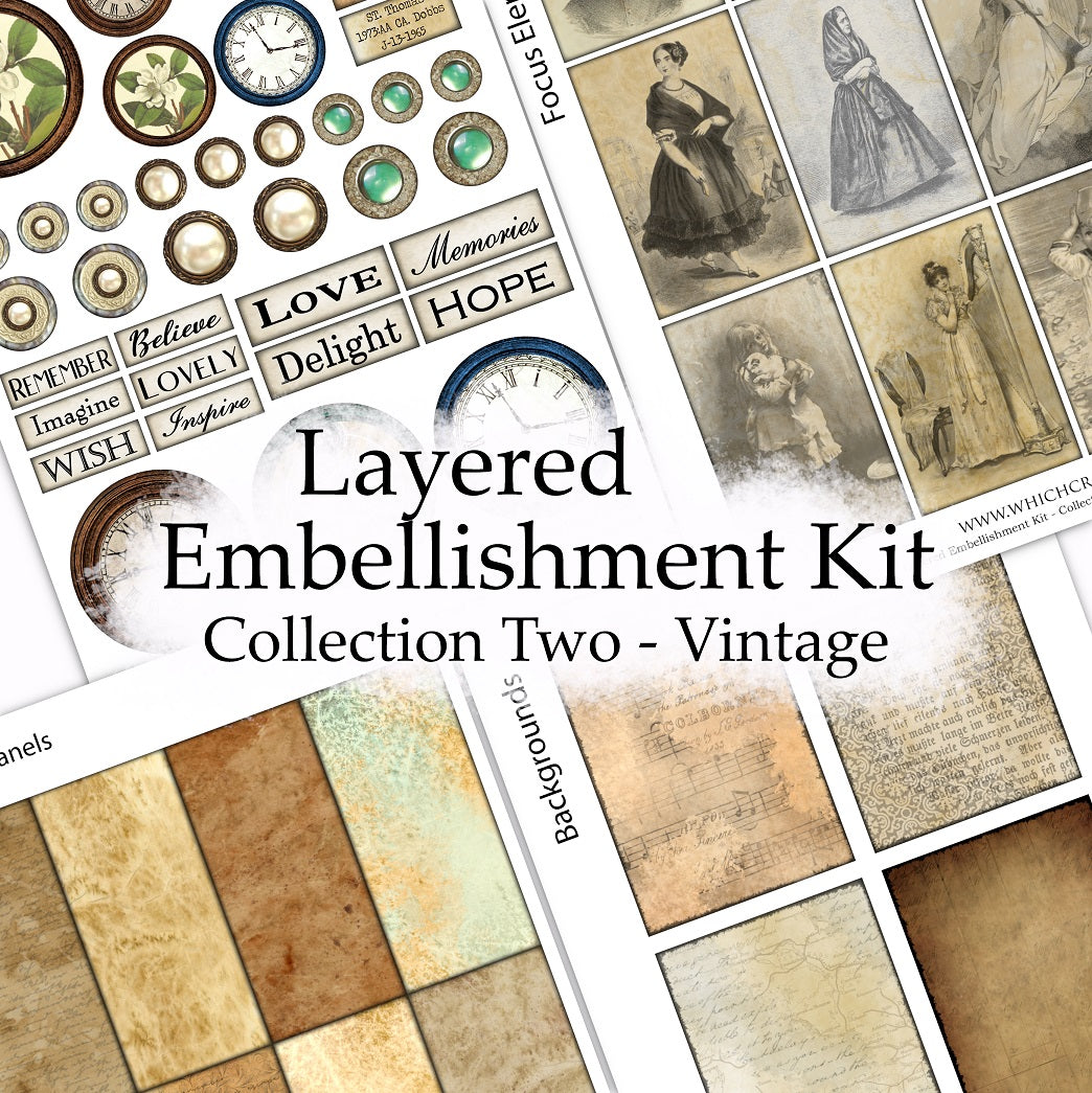 Layered Embellishment Kit - Collection Two - Vintage - DI-10079 - Digital Download