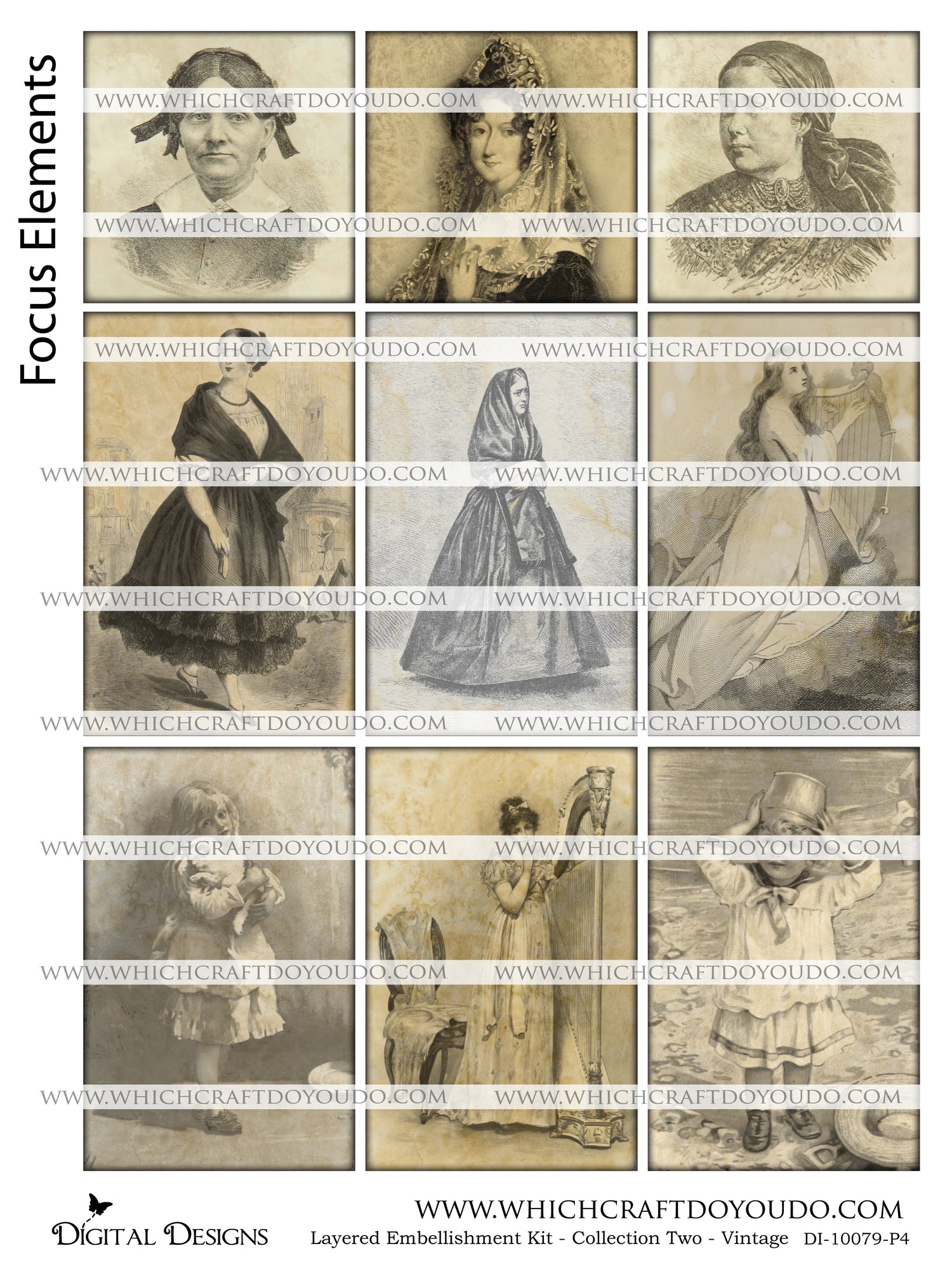 Layered Embellishment Kit - Collection Two - Vintage - DI-10079 - Digital Download