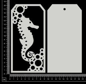 Layered Tag - Seahorse - Large - A - White Chipboard