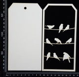 Layered Tag - Birds on Wires - Large - A - White Chipboard