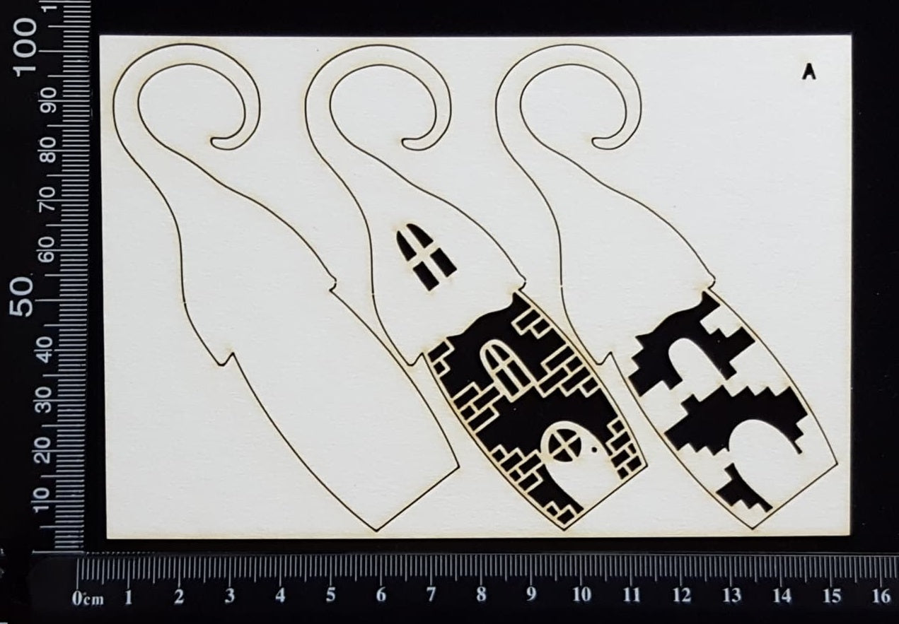 Layered Detailed Fairy House Set - A - Small - White Chipboard