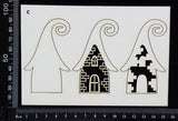 Layered Detailed Fairy House Set - C - Small - White Chipboard