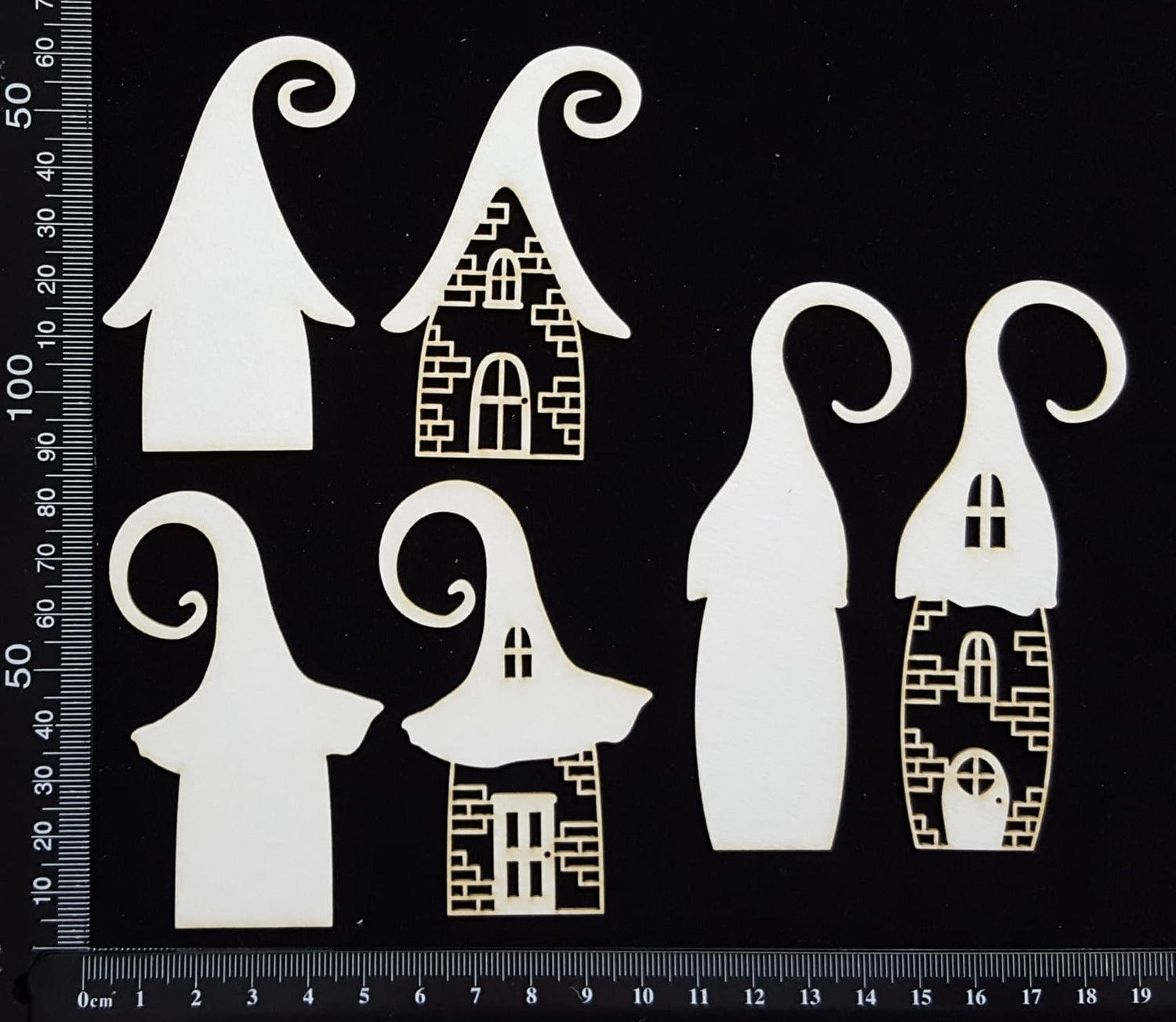 Layered Detailed Fairy House Set - D - Small - White Chipboard