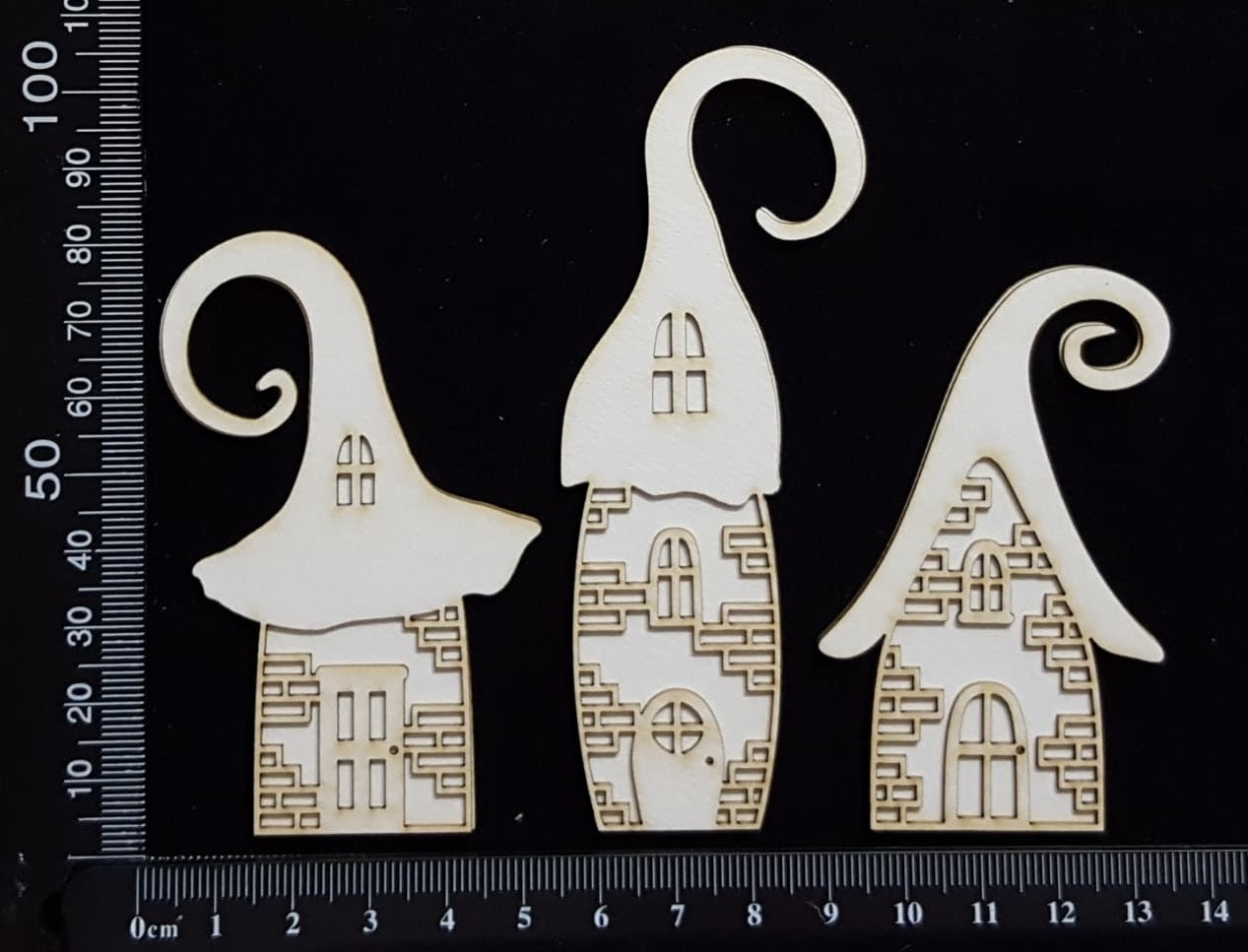 Layered Detailed Fairy House Set - D - Small - White Chipboard