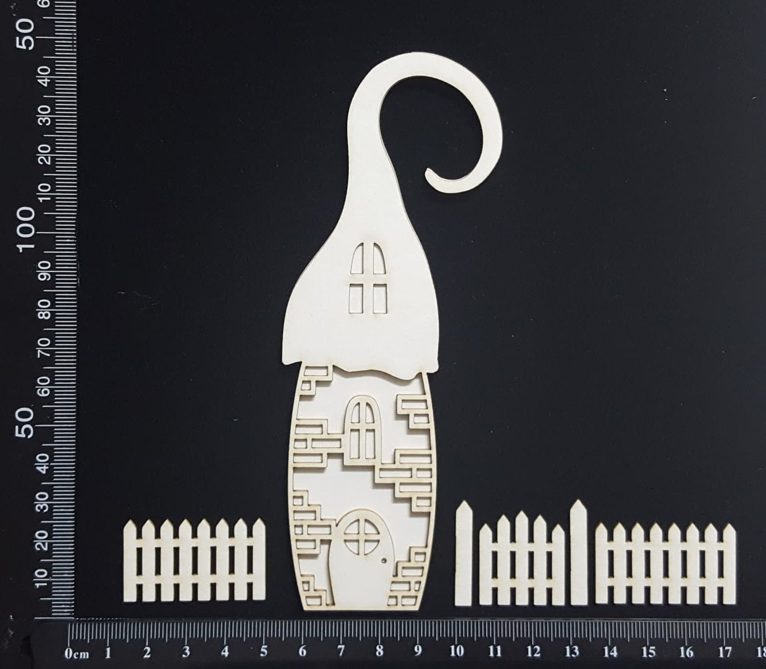 Layered Detailed Fairy House Set - E - Large - White Chipboard