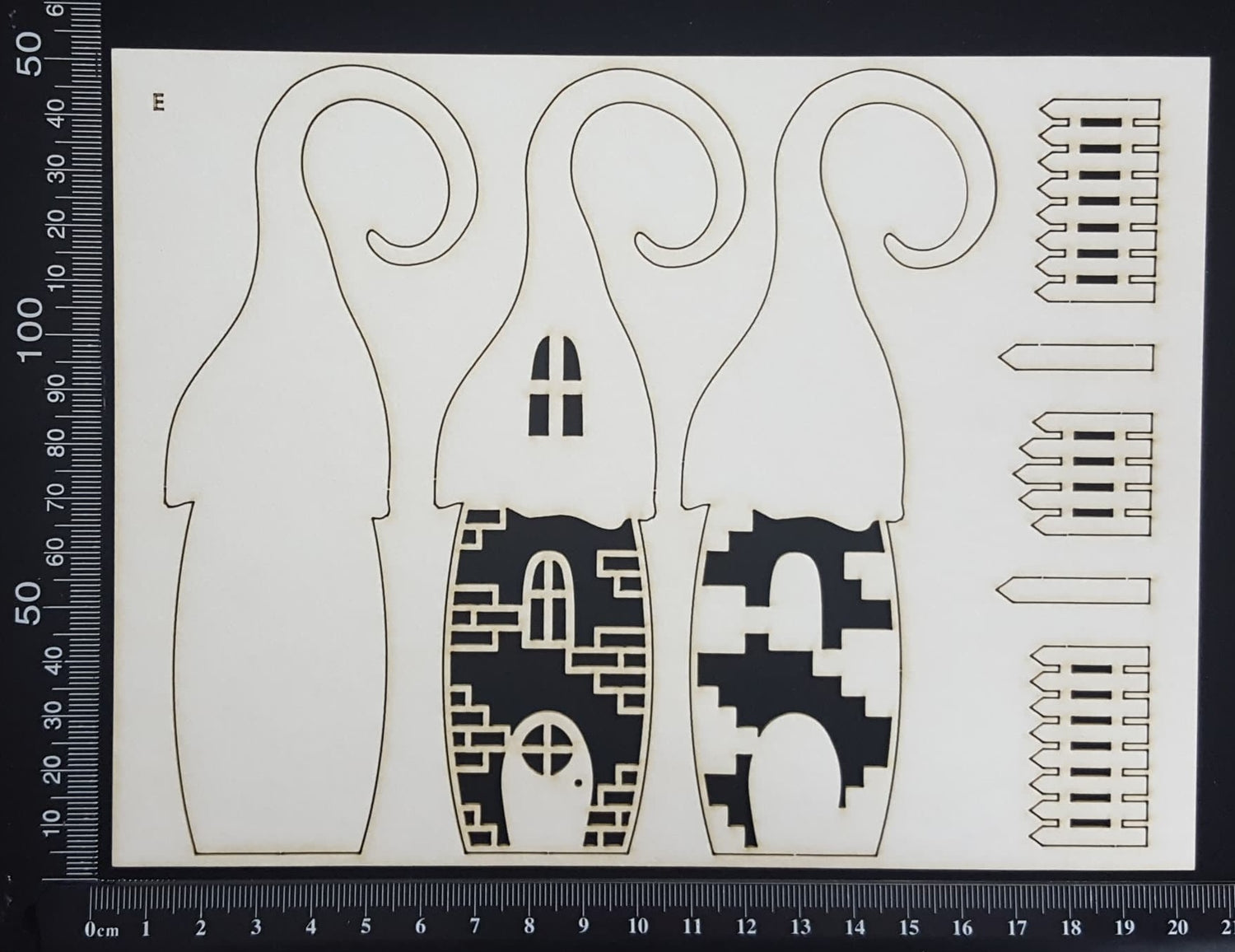 Layered Detailed Fairy House Set - E - Large - White Chipboard