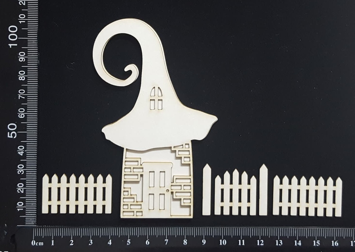 Layered Detailed Fairy House Set - F - Large - White Chipboard