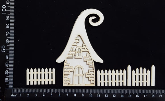 Layered Detailed Fairy House Set - G - Large - White Chipboard