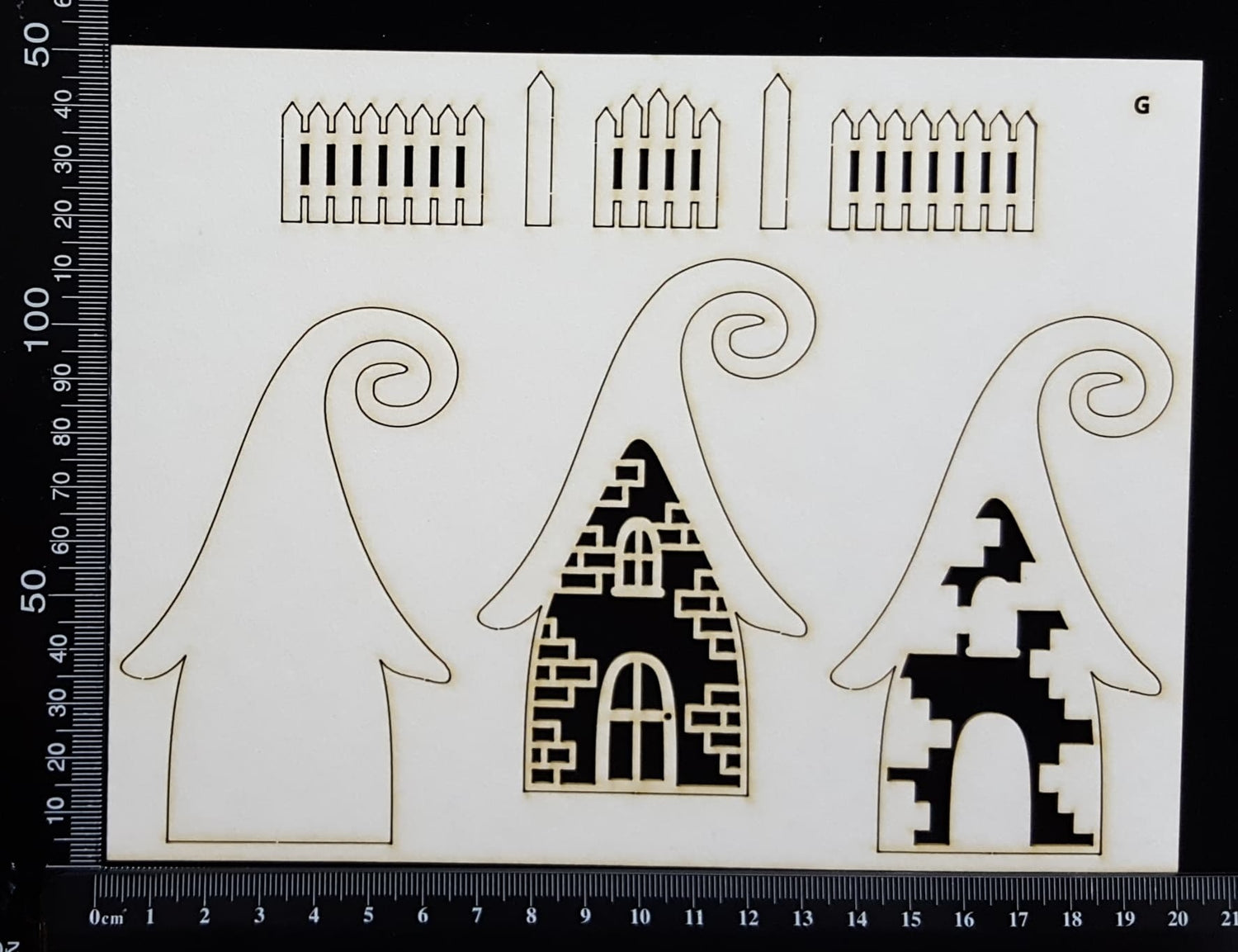 Layered Detailed Fairy House Set - G - Large - White Chipboard