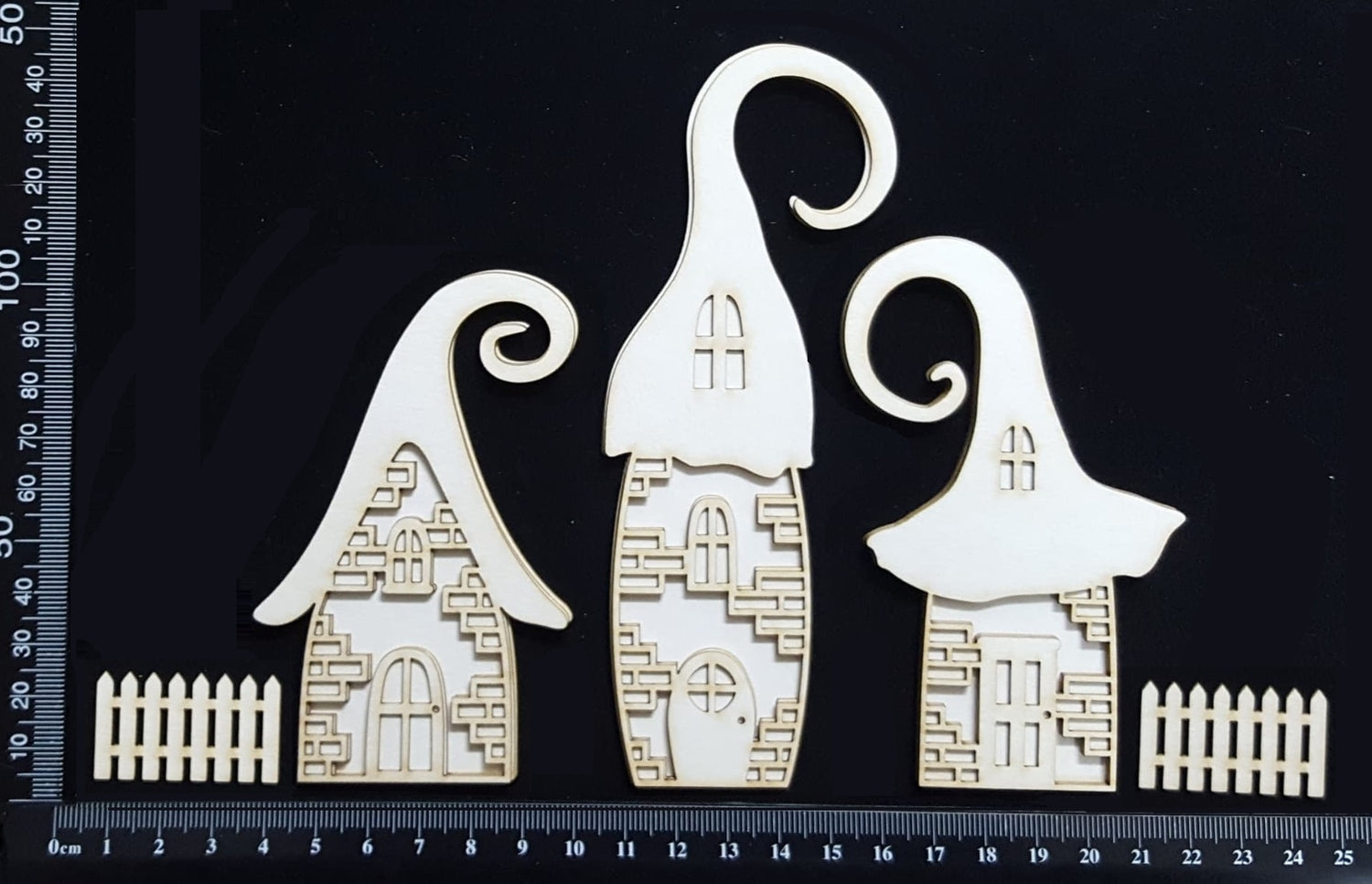 Layered Detailed Fairy House Set - H - Large - White Chipboard