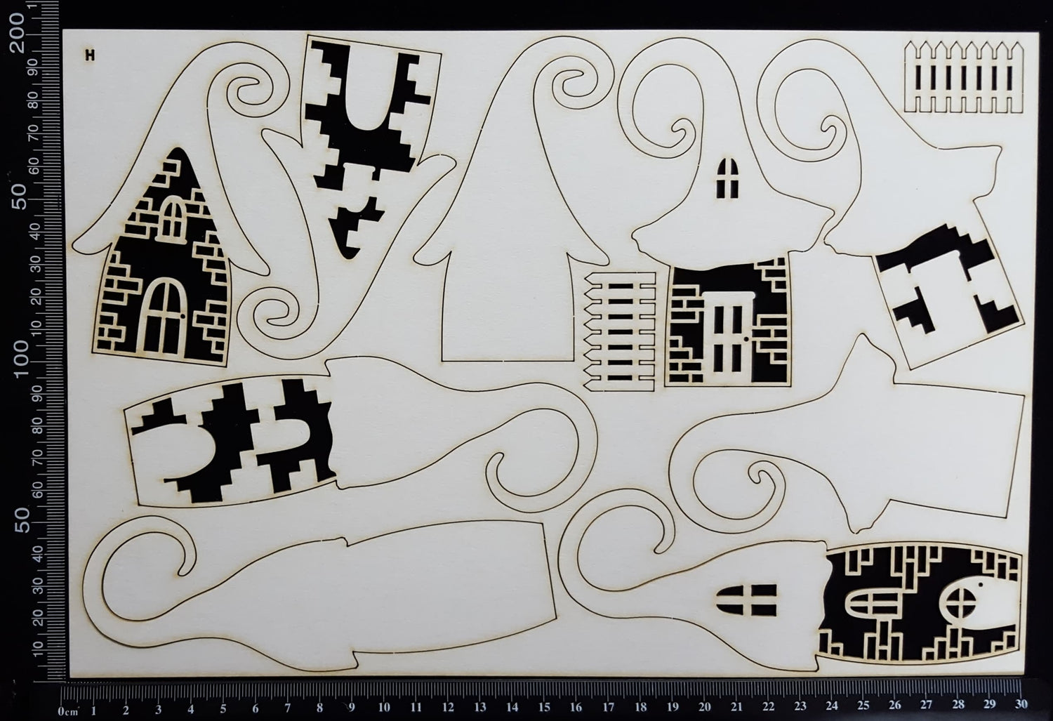 Layered Detailed Fairy House Set - H - Large - White Chipboard