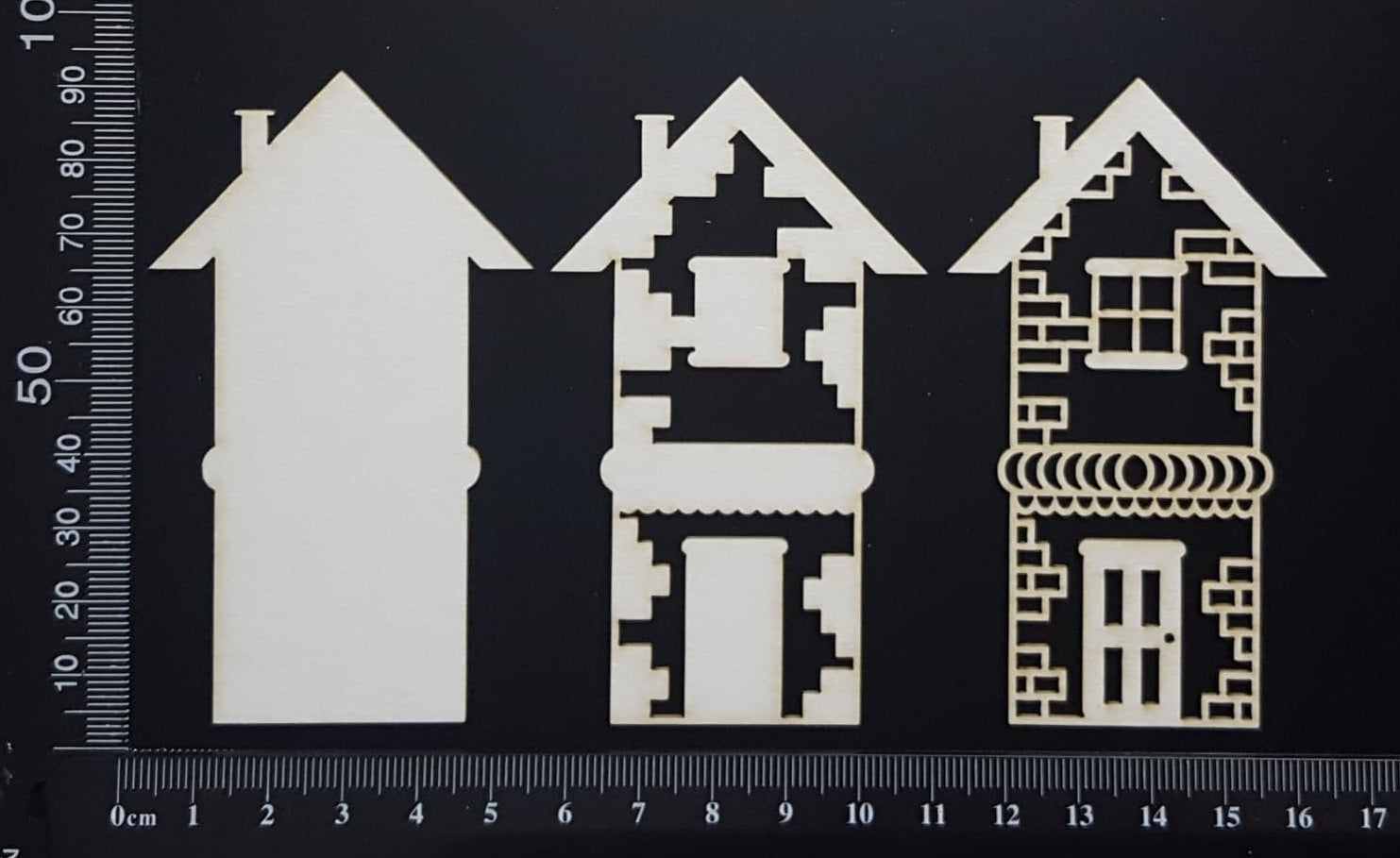 Layered Detailed House Set - I - Small - White Chipboard