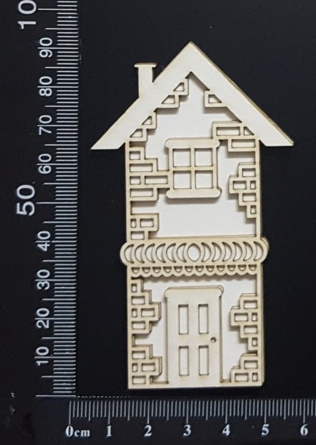 Layered Detailed House Set - I - Small - White Chipboard